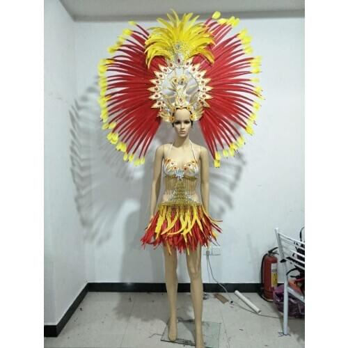 Feather clothing Stage performance catwalk carnival Headdress flower pubs party Mens wear womens clothing