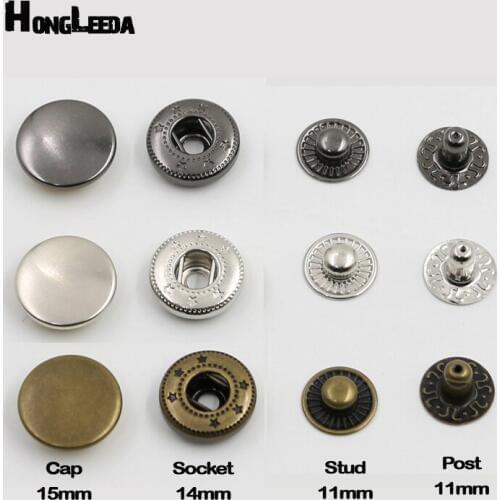 Wholesale 100sets/lot 15mm #484/831 four part brass metal button spring snap button snap fasteners silver, bronze, black FP-003