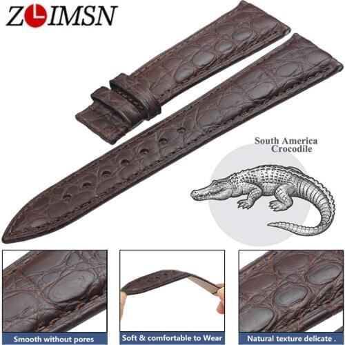ZLIMSN Crocodile Leather Watch Band 22mm Luxury Circle Pattern Crocodile Strap for Men and Women 12-26mm Can be Customized Size