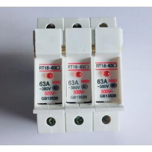 RT18-63 14*51mm Guide install the fuse fuse base with light 380V 500V 3P 63A