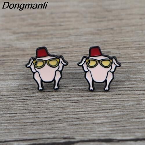 BG095 Dongmanli 1 Pair 2020 New Cute Earring Friends tv show Stud Earrings Chicken Women Earring Gifts Kids
