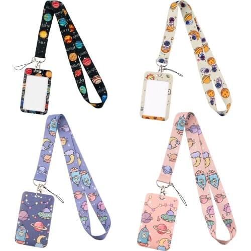 JF0141 Space Planets Creative Lanyard Badges ID Card Lanyards Cell Phone Rope Key Lanyard Neck Straps Accessory Gift