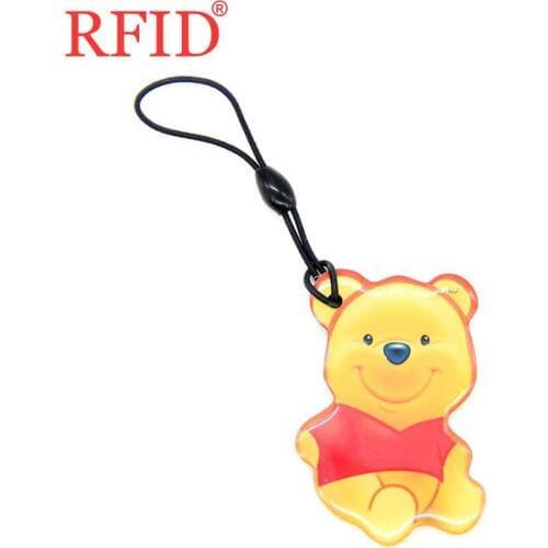 UID S50 1K 13.56Mhz Changeable NFC Card RFID Rewritable IC Card Dropping Glue Animation The bear Pattern Keyfob Keychain Tags 1