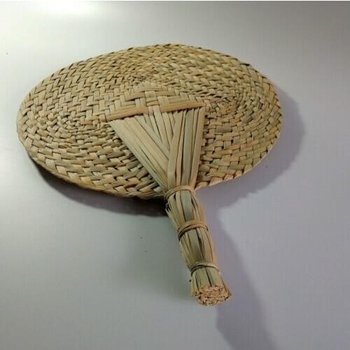 High quality Pu fan grass weaving craft fan pure manual grass fan classic ordinary props fan hand fan hand made fabric fans