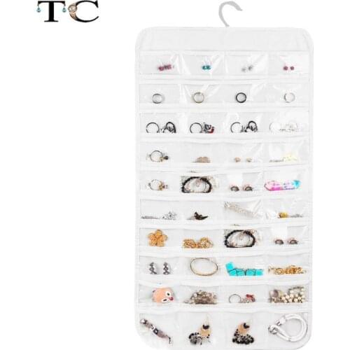 Jewelry Hanging Pvc Storage Organizer Holder Earring Bag Pouch 72 Pocket Display Transparent