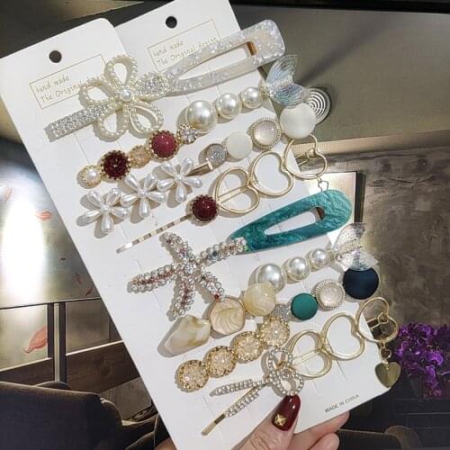 Pearl Hair Clip For Women Girl Korea Hairpins Geometric Hair Barrettes Fashion Hairgrip Headwear Side Clip Hair Accessories 2021