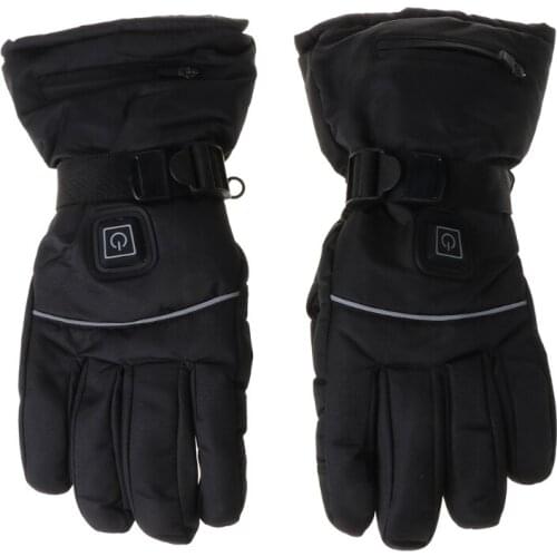 Men Women Winter Electric Heated Gloves with Reflective Strip Battery Powered X7JB