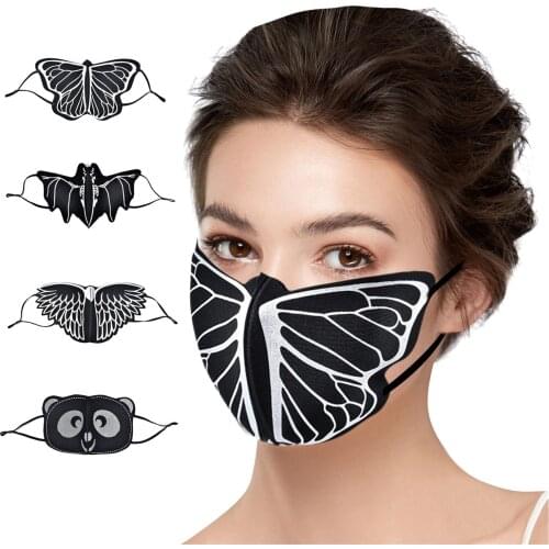 1pc Adult Washable Mask Windproof Smog Butterfly Print Breathable Mask Halloween Cosplay mascarillas Reutilizables Lavables