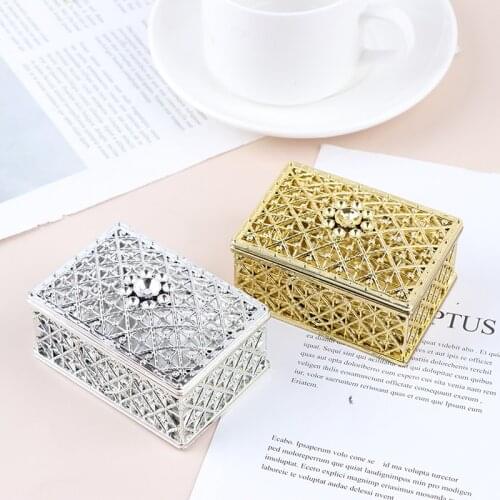 1PC Rectangular Plastic Hollow Gold Foil Wedding Candy Box Chocolate Gift Treat Boxes Wedding Favors