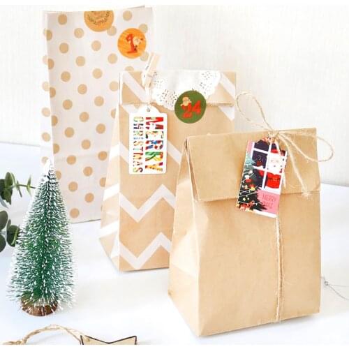 2pcs kraft paper bag gift bags packaging biscuit candy food cookie bread seen snacks baking takeaway bags 24x13x8cm
