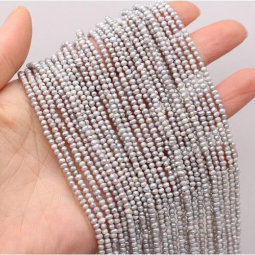 2021 Fashion New Natural Freshwater Gray Flat Bead Pearlfor Jewelry Making DIY Elegant Necklace Bracelet Accessories 2.5-3mm Gif