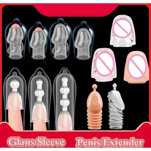 4 Types Glans Sleeve Male Foreskin Cock Ring Reusable Penis Enlargement Rings Cockrings Delay Ejaculation Sex Toys For Men