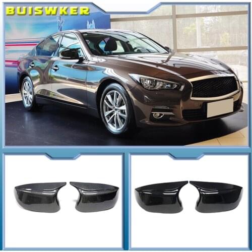 Car Side 2pcs Glossy Painted Bright Black for Infiniti Q50 Q60 Q70 SQ50 XQ30 2014-2020 Rearview Mirror Cover Caps