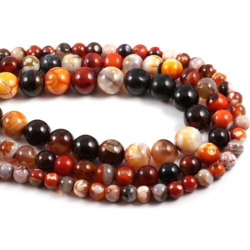 Natural stone beads Water Agat 6/8/10 mm Round Ball loose beads for Jewelry Making Necklace DIY Bracelet Accessories
