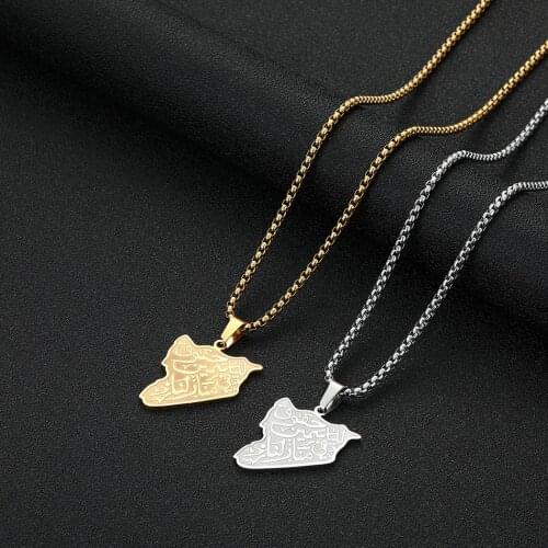 Cxwind Hot Sale New Simple Fashion Stainless Steel Map Necklace luxurious Ladies Syria Map Pendant Clavicle Chain Jewelry
