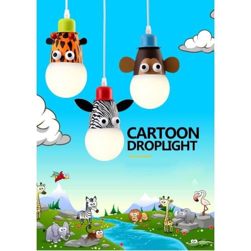 Children Bedroom cartoon pendant light Mokey,Girraf,Zebra led Night Light for Kids droplight