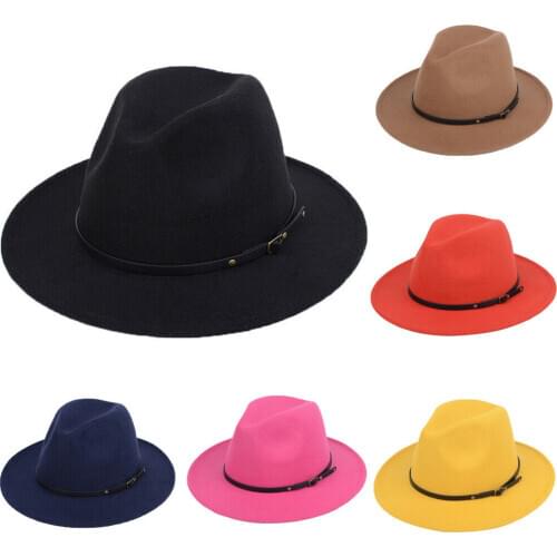 Newest Arrival Women Ladies Wool Felt Fedora Hat Leopard Print Wide Brim Wool Panama Casual Formal Party Winter New Fedoras
