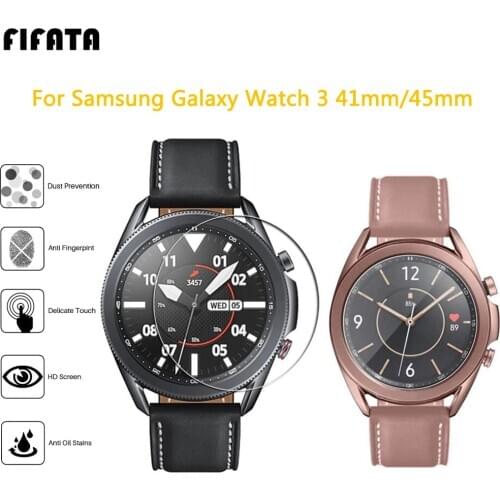 FIFATA 2Pcs 5D HD Glass Watch Protective Film For Samsung Galaxy Watch 3 41MM/45MM Smart Watch Replacement Glass Tempered Film