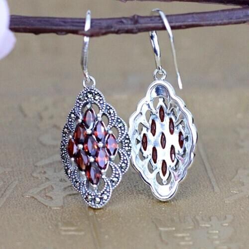 Character Silver Items Listed On The New Womens Fashion Nine Child Defiled Womens Elegant Garnet S925 Eardrop