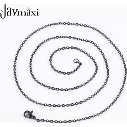 Jaymaxi 2mm Black Chain Necklace Stainless Steel Square Cross DIY Jewelry 45/50/55/60cm(18" 20" 22" 24") 10Pieces/lot