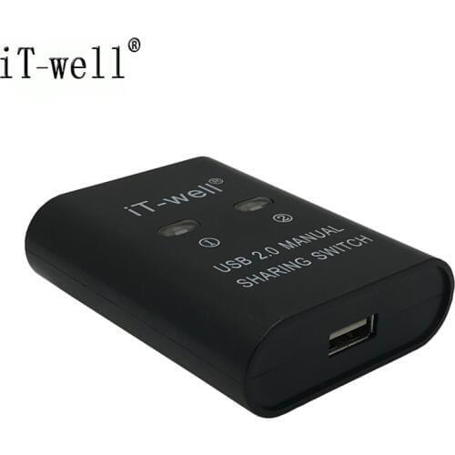IT-well USB 2.0 Hub 2 Port HUB Manual Sharing Switch Adapter Box Per Scanner Stampante 2 computers share a printer IT-202MU