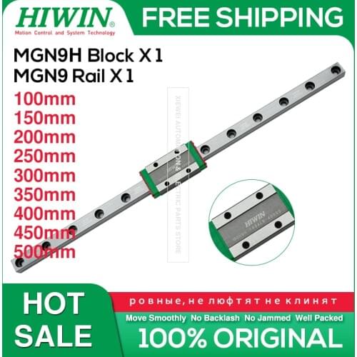 Free Shipping Stainless Steel HIWIN Linear Rail MGN9 250 300 350 400 450mm Linear Guides with MGN9H Slide Block Carriage