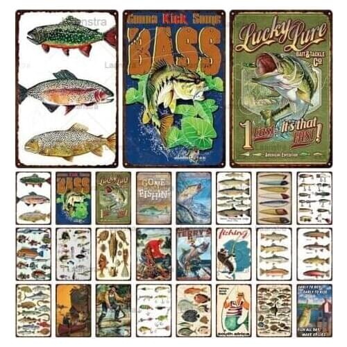 Retro Plaque Metal Tin Sign Fishing Iron Sheet Home Decoration Fishing Area Painting Wall Art Poster Customization Board Shield