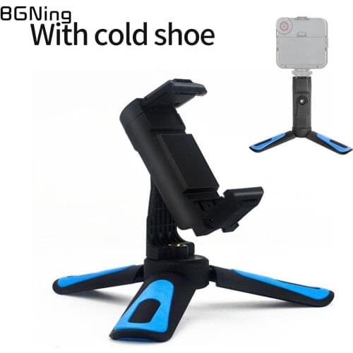 Mini Tripod Selfie Stick 360 Rotatable Tabel Clamp Mike Bracket Hot Shoe Mount Phone Clip Mobile Stand Holder for GoPro Cameras