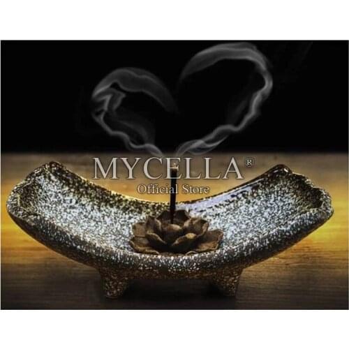 5D Diamond Painting Kit Incense Burner Heart Smoke Diamond Embroidery Cross Stitch DIY Rhinestone Mosaic Full Square Wall Decor