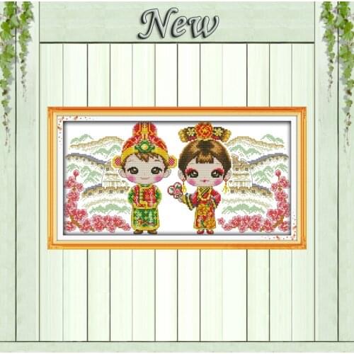 Chinese baby cartoon lovely decor paintings counted printed on canvas DMC 11CT 14CT Cross Stitch kits embroidery needlework Sets