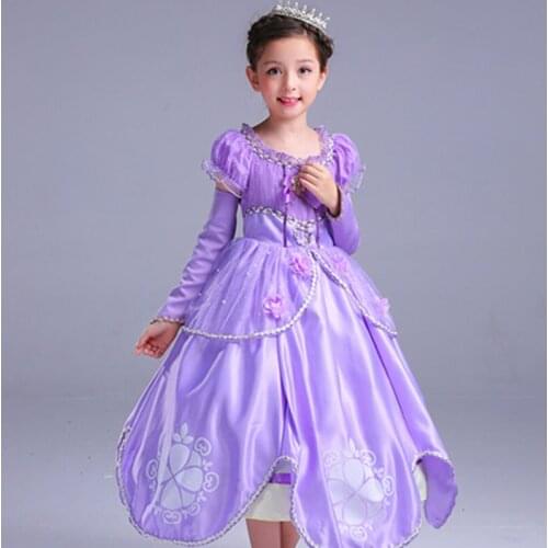 Princess Summer Dresses Girls Sofia Cosplay Costume Children Kids Halloween Birthday Party Tutu Dresses Fantasy 2 to 10 year old