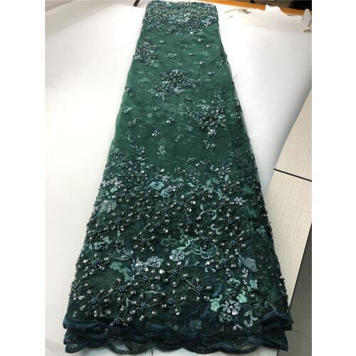 Latest French lace fabric African 3D Flower sequins embroidery tulle net lace fabric with beads stones for women dress H0144