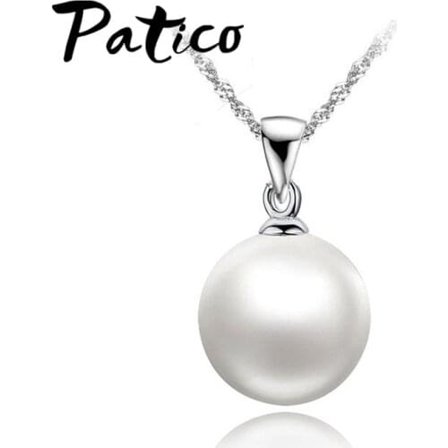 Wholesale 925 Sterling Silver White Freshwater Pearl Pendant Necklaces 18 inch Singapore Chains for Grace Women Ladies