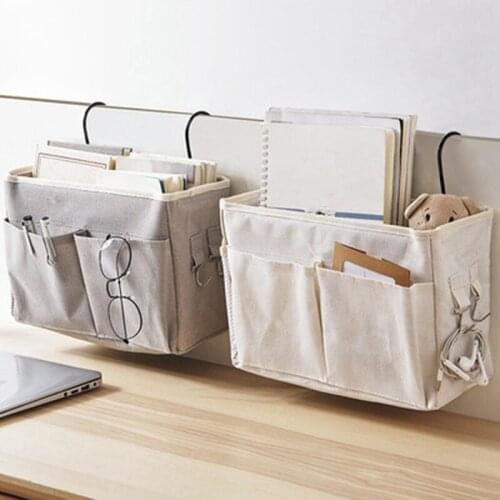 Bedside Hanging Storage Bag Canvas Bedroom Bathroom Magazine Tote Bag Storage Storage Bag