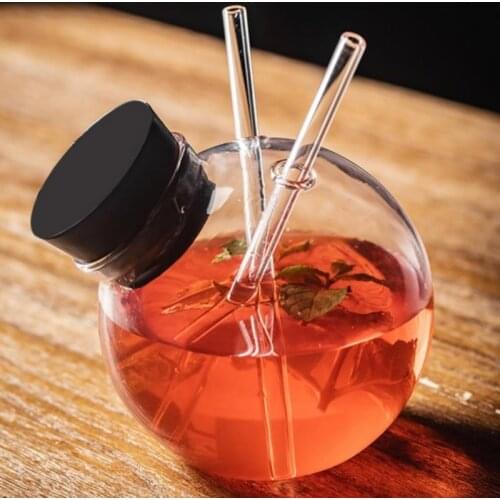Cocktail Glass Sphere Shaped Reusable Drinking Straw Cup Wine Juice Glasses Coffee Tumbler For Bar Home Party Decoration