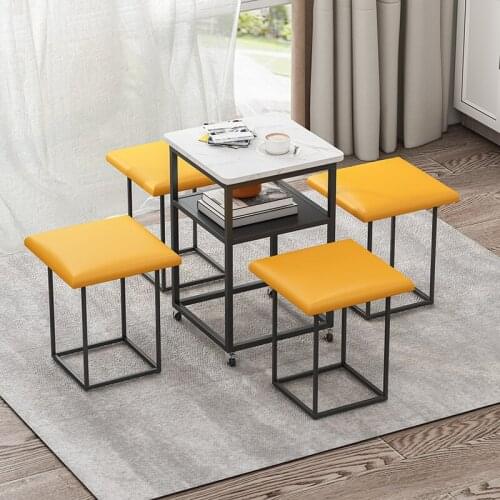 Creative Five In One Small Table Bedroom Metal Wrought Iron Sofa Side Table Stool Combination Set Living Room Coffee Table