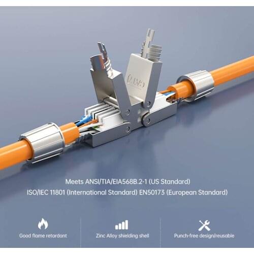 CAT6A Cat7 Cable Extender Adapter Metal RJ45 Network Pressure-free Fully Shielded Module Connector Butt Joint Reusable