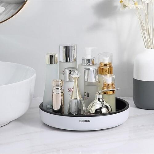 Cosmetic Storage Box Makeup Rotary Tray Rack Bathroom Oorganizer Rack For Kitchen Condiment Desktop Storage Supplies Fruit Plate