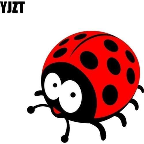 YJZT 12.4CM*11.8CM Cute Ladybug Reflective Car Sticker PVC Funny Decal 12-0552