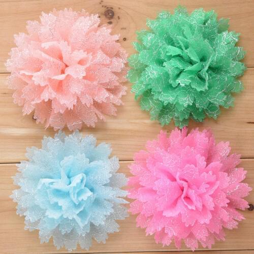 Yundfly 3pcs Satin Ruffled Fabric Flower without Clip For Baby Girls Hair Accessories Hand Craft DIY Hair Flowers 11cm 15colors