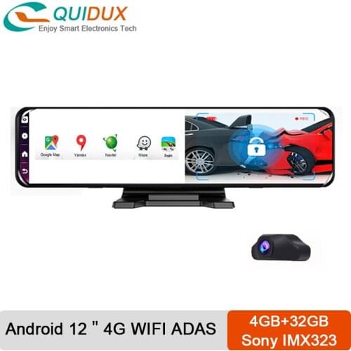 4GB+32GB Center Console 12 Inch Car Dvr Android 8.1 Dash Cam Rearview Mirror Camera 4G WIFI GPS ADAS Video Record Registarar