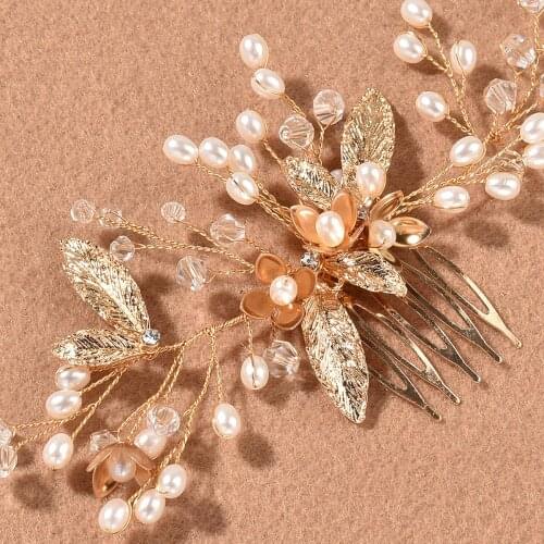 Women Vintage Hair Comb Crystal Leaf Barrette Headdress Bridal Wedding Hair Accessories Comb Back Comb Hair Ornament New Trendy