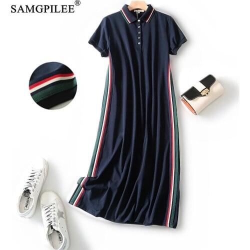 Summer Clothes For Women 2020 Vestido Casual A-line Striped Knee-length Empire Turn-down Collar Plus Size Women Dresses 3xl