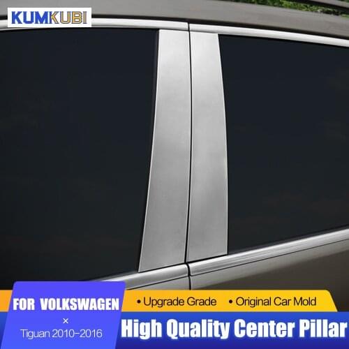 For Volkswagen Tiguan 2010-2016 Stainless Steel Window Middle Center Pillar Decorative Trim Car Part Exterior Accessories 10pcs