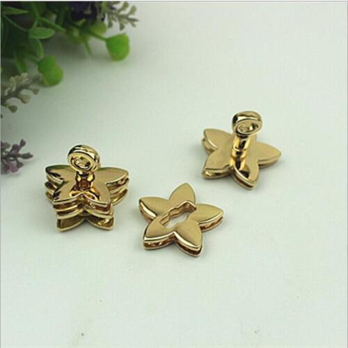 10 pieces/lot) Wholesale luggage hardware gold die-casting five-pointed star leaves twist lock bag handbag hardware accessories