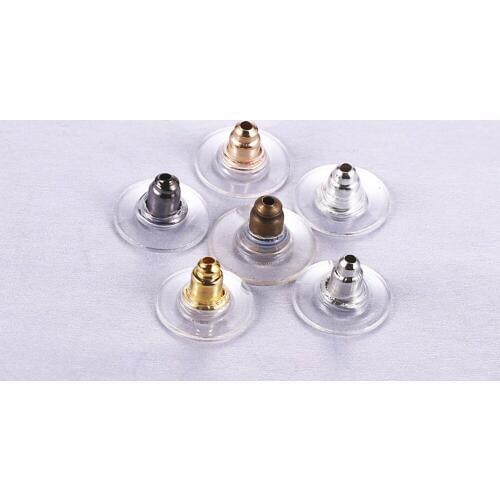 100pcs/lot 11*6mm DIY Craft Accessories Silicon Stud Earring Back Stoppers Ear Post Jewelry Findings Components Gold and Silver
