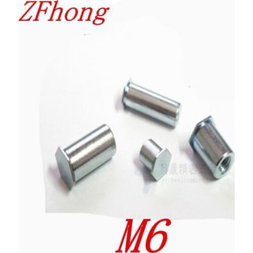 100pcs M6*6/7/8/9/10/11/12/15/16/18/20/25/30/35 Blind hole pressure riveting stud pressure riveting nut column OD=5.4mm