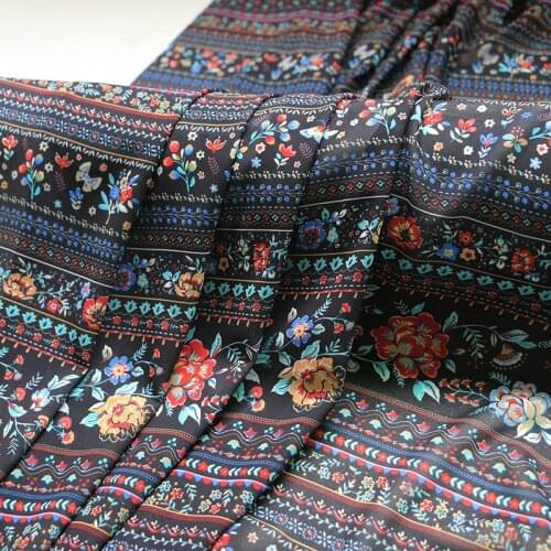 100cm*148cm Black Vintage Floral Butterfly Polyester Chiffon Material For Dress Clothing Gown Fabric Georgette