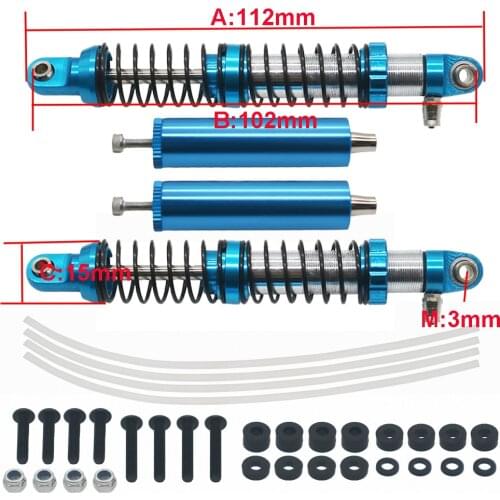 2 pcs/set alloy 112mm damper negative pressure machined 7075 shock absorber for 1-10 RC hobby car oil filled type upgraded part