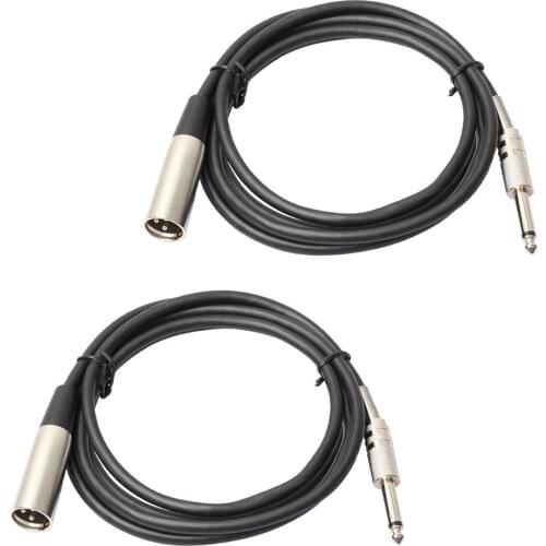 2Pieces XLR 3Pin Male to 1/4 6.35mm Mono Jack Male Plug Audio Mic Cable 6ft